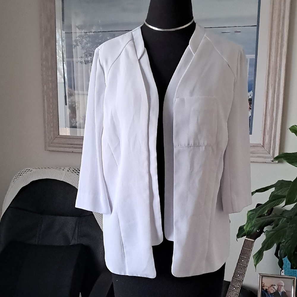 3/4 Sleeves White Blazer Jacket